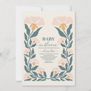Blush Pink Floral Baby in Bloom Shower Girl Invitation