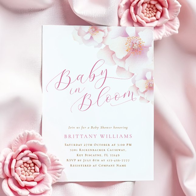 Blush Pink Floral Baby in Bloom Shower Invitation (Creator Uploaded)
