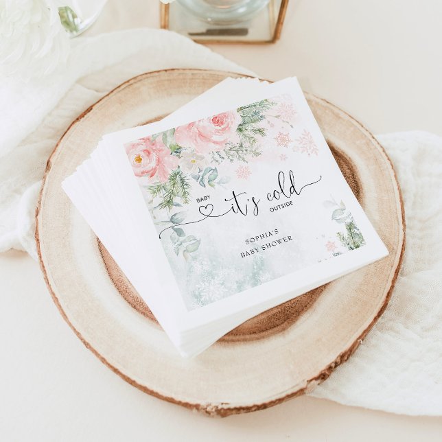 Blush pink floral baby its cold outside napkin (Creator Uploaded)