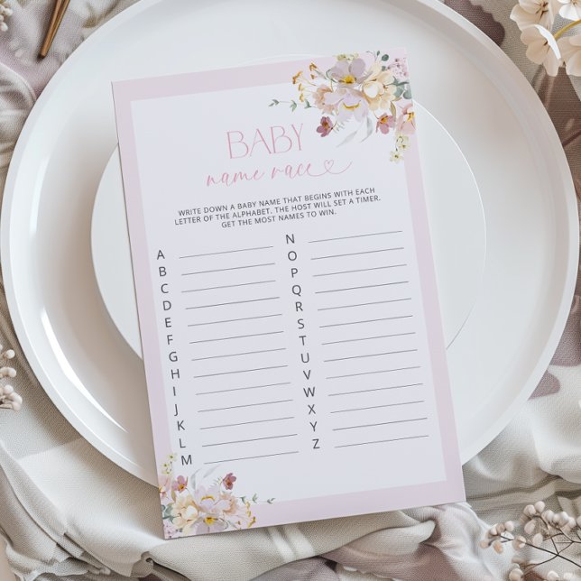 Blush Pink Floral Baby Name Race Game (Creator Uploaded)