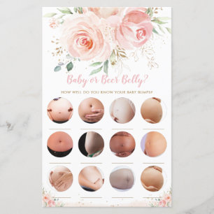 Blush Pink Floral Baby or Beer Belly Shower Game