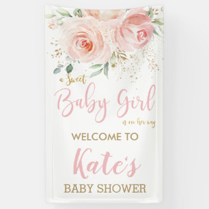 Blush Pink Floral Baby Shower Backdrop Welcome Banner