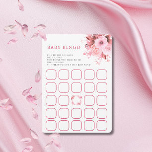 Blush Pink Floral Baby Shower Bingo Game Invitation