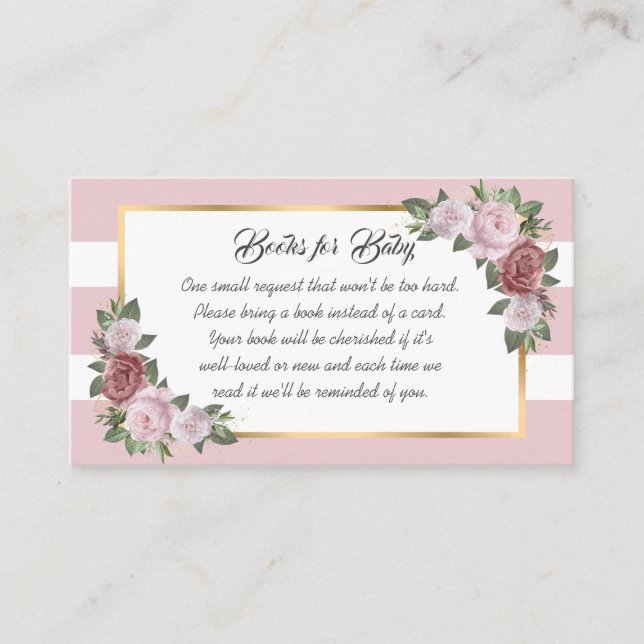 Blush Pink Floral Baby Shower Book Instead of Card (Front)