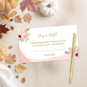 Blush Pink Floral Baby Shower Diaper Raffle Cards