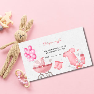 Blush Pink Floral Baby Shower Diaper Raffle Enclosure Card