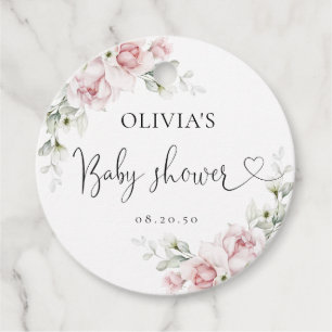 Blush Pink Floral Baby Shower Favour Tags