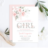 Blush Pink Floral Baby Shower Girl Invitation