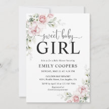 Blush Pink Floral Baby Shower Invitation