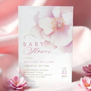 Blush Pink Floral Baby Shower Invitation