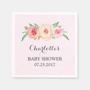 Blush Pink Floral Baby Shower Napkin