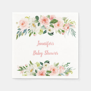 Blush Pink Floral Baby Shower Napkin