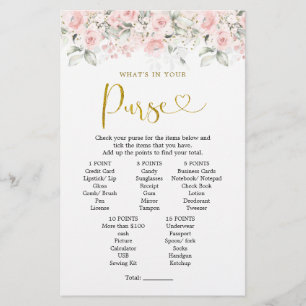 Blush Pink Floral Baby Shower What in Your Purse