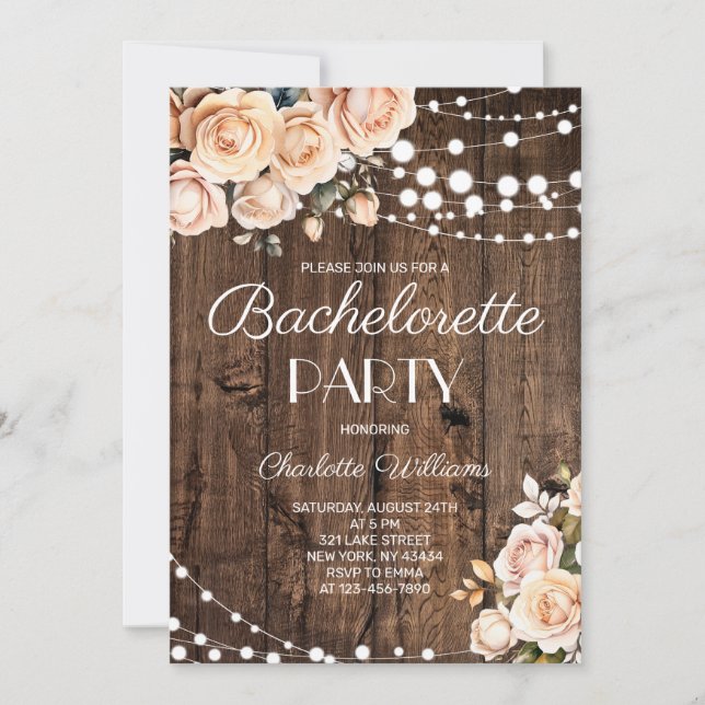 Blush Pink Floral Bachelorette Party Invitation (Front)