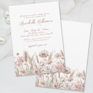 Blush Pink Floral Boho Baby Shower Invitation