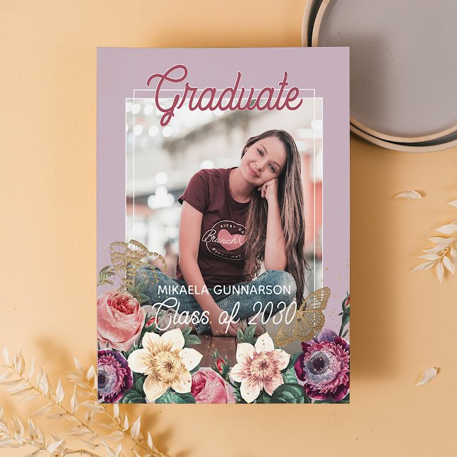 Blush Pink Floral Boho Graduation Announcement Postcard (Creator Uploaded)