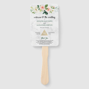 Blush Pink Floral Boho Wedding Program Hand Fan