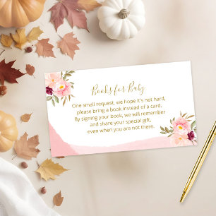 Blush Pink Floral Books For Baby Enclosure Card