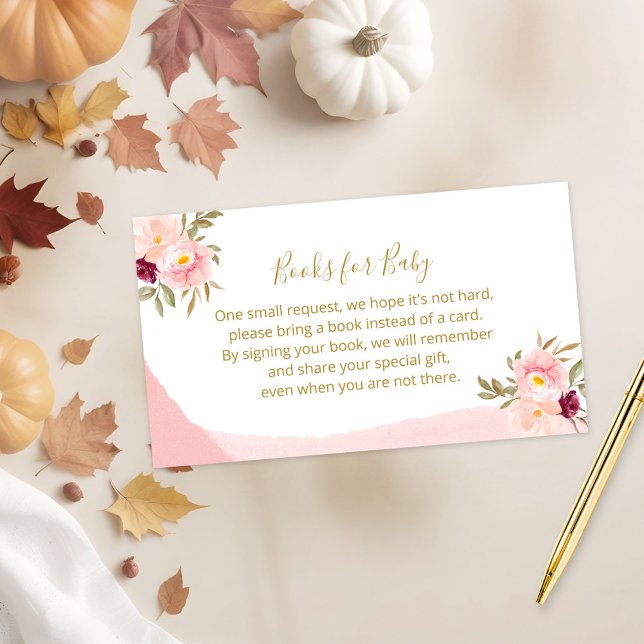 Blush Pink Floral Books For Baby Enclosure Card (Creator Uploaded)
