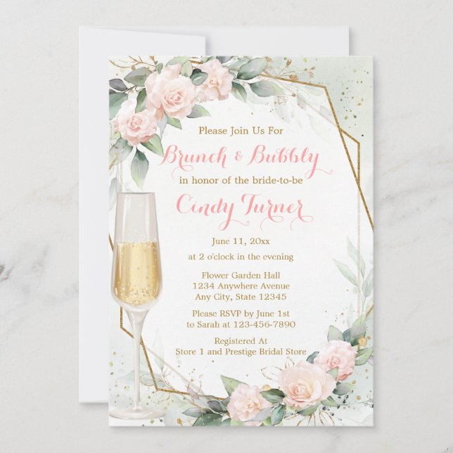 Blush Pink Floral Botanical Bridal Shower Invitation (Front)