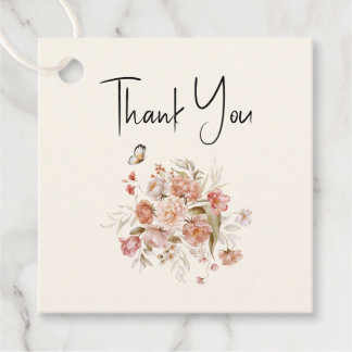 Blush Pink Floral Bouquet Baby Shower Favour Tags