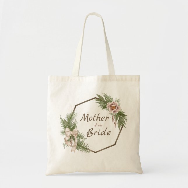 Blush Pink Floral Bows Mother of the Bride Tote Bag (Front)