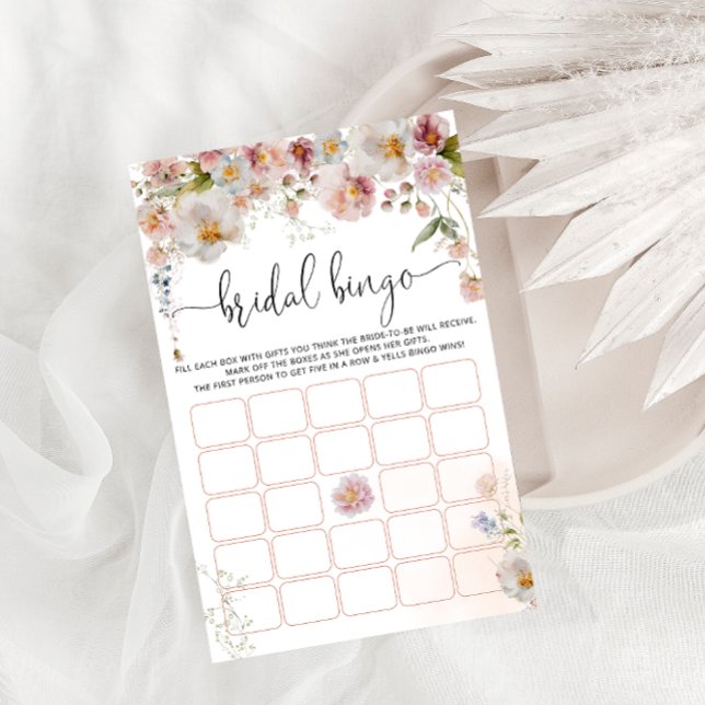 Blush Pink Floral Bridal Shower Bingo Game Card (Creator Uploaded)