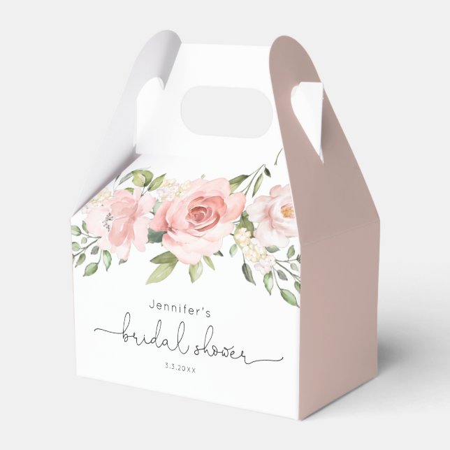 Blush pink floral bridal shower favour box (Front Side)