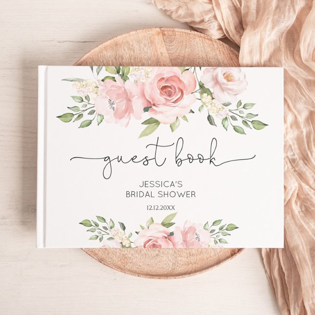 Blush pink floral bridal shower guest book (Creator Uploaded)