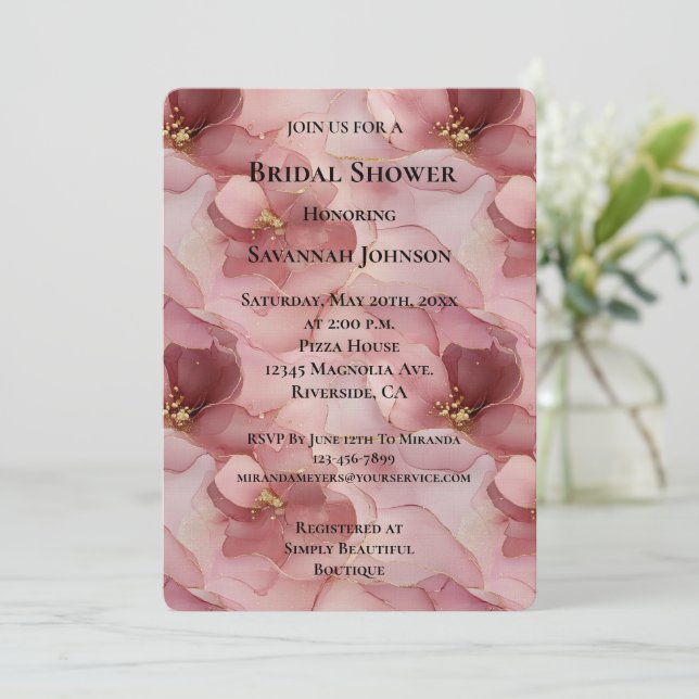 Blush Pink Floral Bridal Shower Invitation (Standing Front)