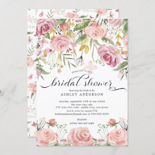 Blush Pink Floral Bridal Shower Invitation