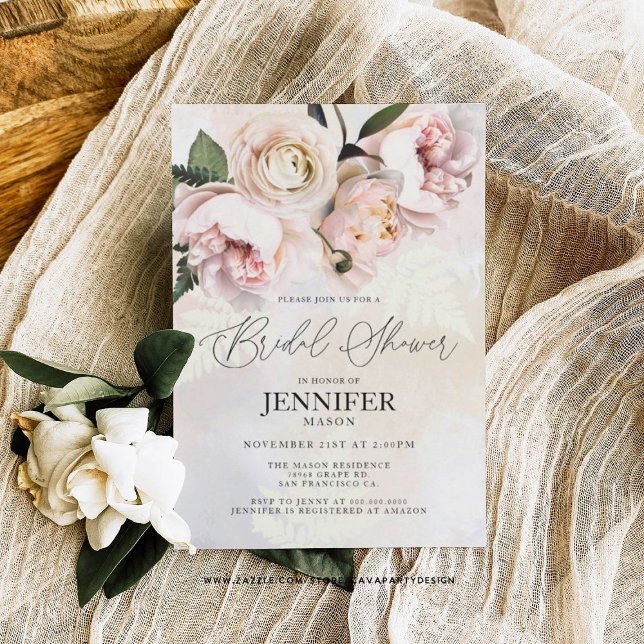 Blush Pink Floral Bridal Shower Invitation (Creator Uploaded)