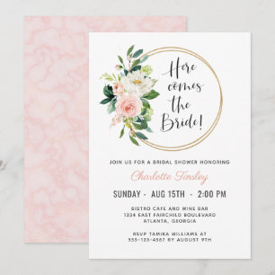 Blush Pink Floral Bridal Shower Invitation