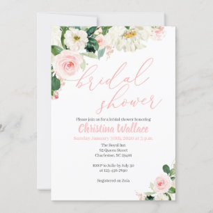 Blush Pink Floral Bridal Shower Invitations