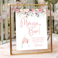Blush Pink Floral Bridal Shower Mimosa Bar Sign