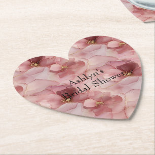 Blush Pink Floral Bridal Shower Paper Coaster