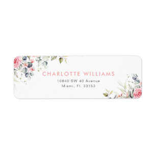Blush Pink Floral Bridal Shower Return Address Label