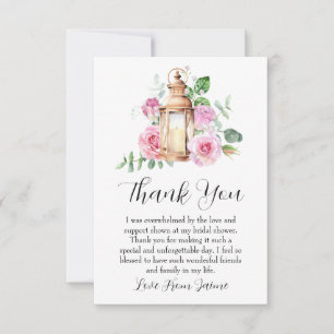 blush pink floral bridal shower thank you cards