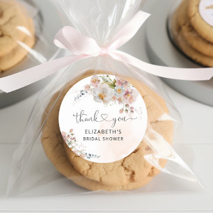 Blush Pink Floral Bridal Shower Thank You  Classic Round Sticker