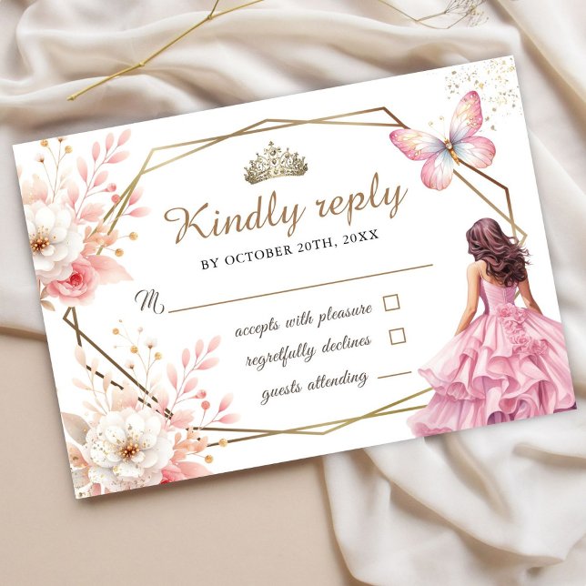 Blush Pink Floral Butterfly Sweet 16 Rsvp Cards (Creator Uploaded)