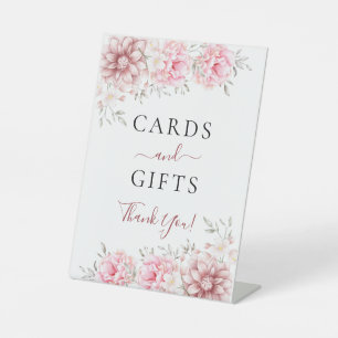 Blush Pink Floral Cards and Gifts Pedestal Sign