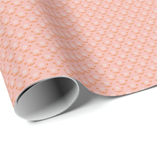Blush Pink Floral Crest Wrapping Paper (Roll Corner)
