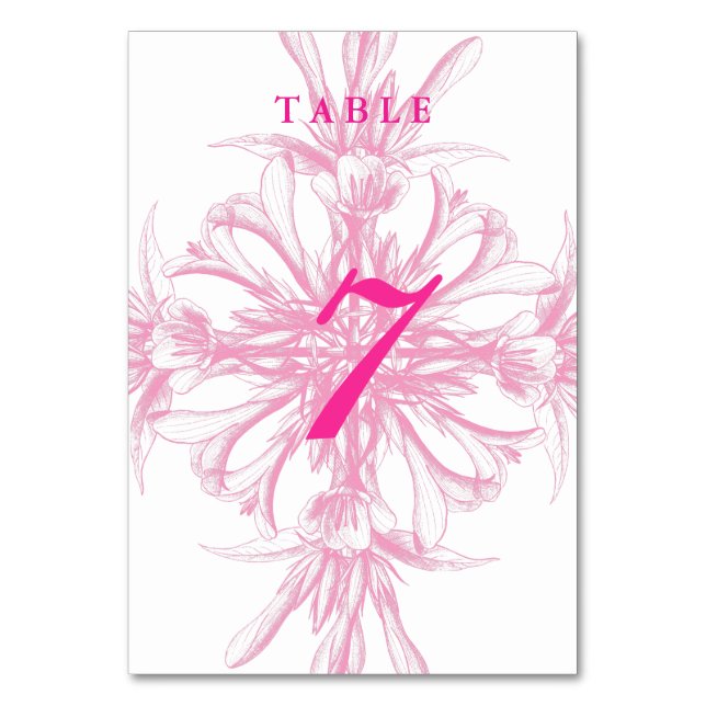 Blush Pink Floral Damask Table Number (Front)