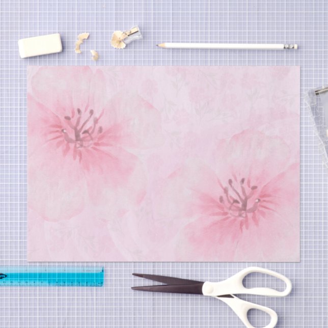 Blush Pink Floral Decorative Delicate Tissue Paper (Craft)