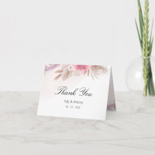 Blush Pink Floral Dessert Rose Marriage Gratitude Thank You Card
