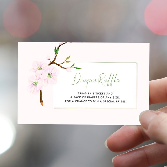 Blush pink floral diaper raffle ticket baby shower enclosure card (Creator Uploaded)
