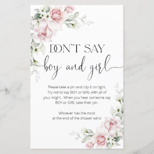Blush Pink Floral Don't Say Boy or Girl Game
