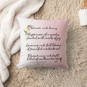 Blush Pink Floral Dream Poem (written by me) Cushion