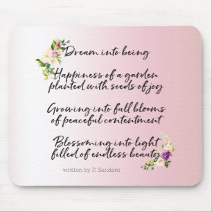 Blush Pink Floral Dream Poem (written by me) Mouse Pad
