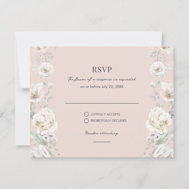 Blush Pink Floral Dream Wedding RSVP Card (Front)